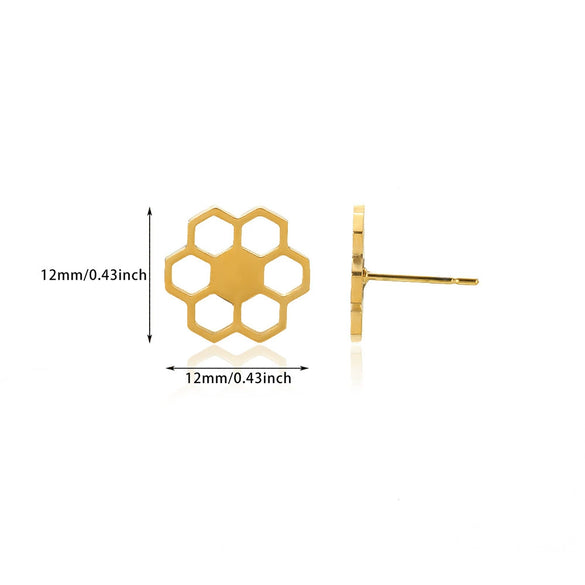 Stainless Steel Geometric Hollow Heartshaped Square Electroplated Gold Earrings Unisex
