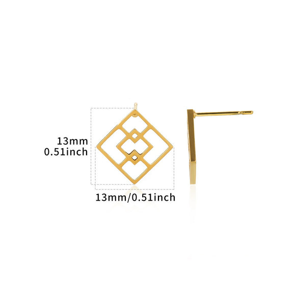 Stainless Steel Geometric Hollow Heartshaped Square Electroplated Gold Earrings Unisex