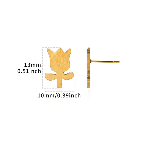 Stainless Steel Geometric Hollow Heartshaped Square Electroplated Gold Earrings Unisex