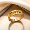 Stainless Steel Geometric Hollow Line Multilayer 18K Gold Plated Unisex Ring