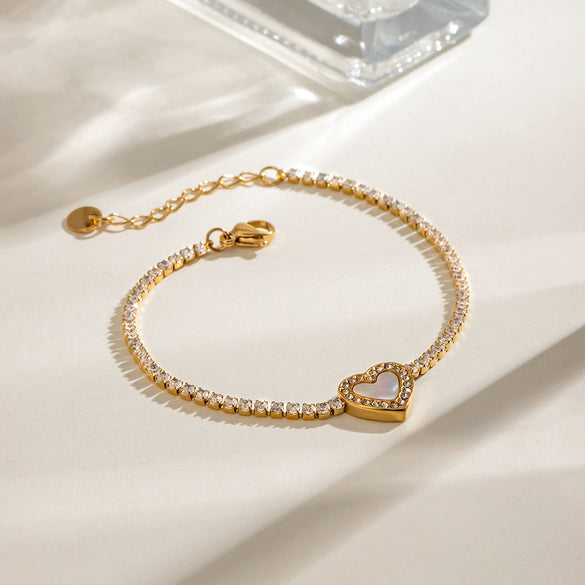 Stainless Steel Geometric Hollow Love Bracelet With Electroplating Ins Style