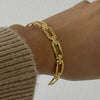 Stainless Steel Geometric Hollow Open Bracelet 18K Gold Plated