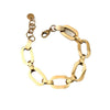 Stainless Steel Geometric Hollow Oval Stitching Chain Electroplated Bracelet For Women