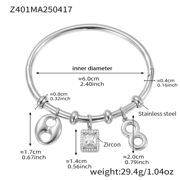 316L Stainless Steel Geometric Hollow Pendant Bracelet Electroplating Fashion Jewelry