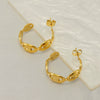 Stainless Steel Geometric Hollow Pig Nose Earrings Electroplated Fashion Design