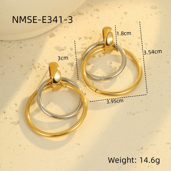 Stainless Steel Geometric Hoop Earrings Electroplated Fashion Design For Women