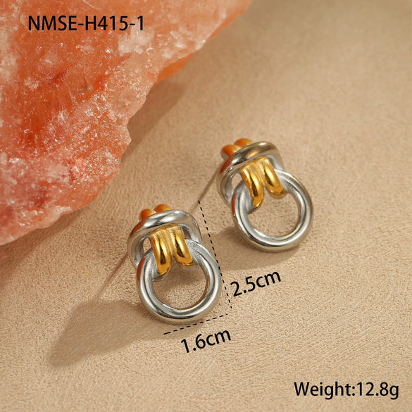 Stainless Steel Geometric Hoop Earrings Electroplated Fashion Design For Women