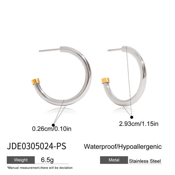 Stainless Steel Geometric Hoop Earrings Electroplated Light Luxury Highend Nonfading Women's Jewelry