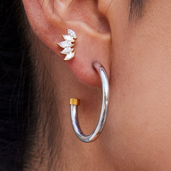 Stainless Steel Geometric Hoop Earrings Electroplated Light Luxury Highend Nonfading Women's Jewelry