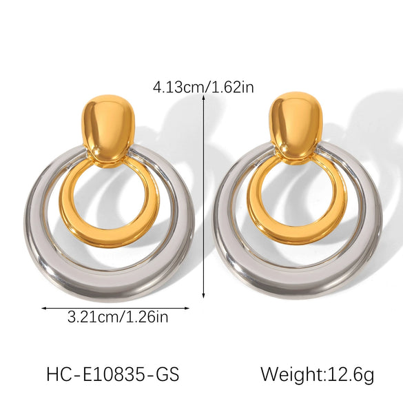 Stainless Steel Geometric Hoop Earrings For Women Electroplated Light Luxury Highend Nonfading Jewelry