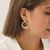 Stainless Steel Geometric Hoop Earrings For Women Electroplated Light Luxury Highend Nonfading Jewelry