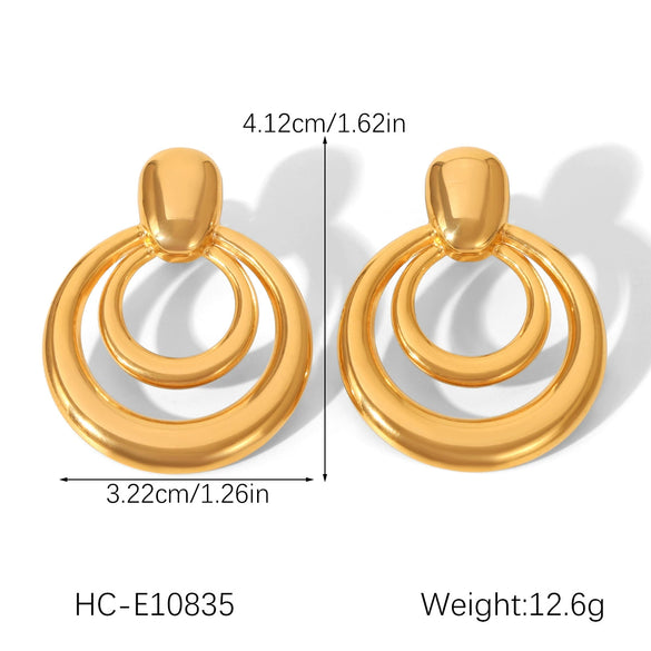 Stainless Steel Geometric Hoop Earrings For Women Electroplated Light Luxury Highend Nonfading Jewelry