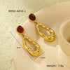 Stainless Steel Geometric Inlaid Cat's Eye Turquoise Natural Stone Electroplated Vintage Women's Earrings