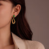 Stainless Steel Geometric Inlaid Cat's Eye Turquoise Natural Stone Electroplated Vintage Women's Earrings