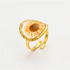 Stainless Steel Geometric Inlaid Eternal Flower Sunflower Dried Flower Ring Electroplated For Women