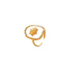 Stainless Steel Geometric Inlaid Flower 18K Gold Plated Ring