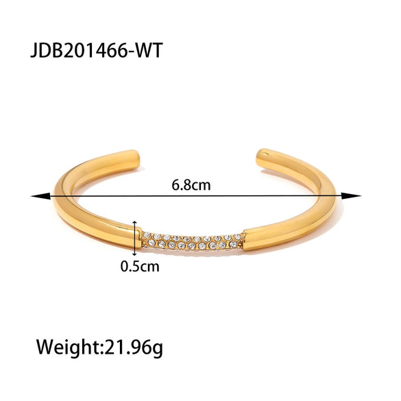 Stainless Steel Geometric Inlaid Green Diamond Opening Bracelet Electroplated Women's Fashion Bracelet