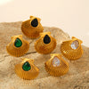 Stainless Steel Geometric Inlaid Zircon Scallop Women's Earrings