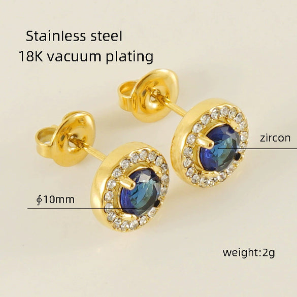 316L Stainless Steel Geometric Inlaid Zircon Women's Earrings