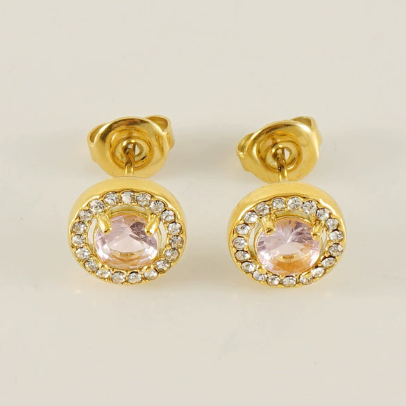 316L Stainless Steel Geometric Inlaid Zircon Women's Earrings