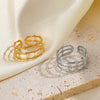 Stainless Steel Geometric Ins Style Ring 18K Gold Plated Electroplated For Women