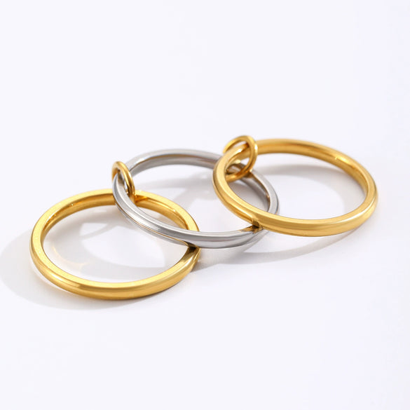 Stainless Steel Geometric Interlocking Ring Electroplated Women's Multiring Stacked Style