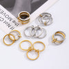 Stainless Steel Geometric Interlocking Ring Electroplated Women's Multiring Stacked Style