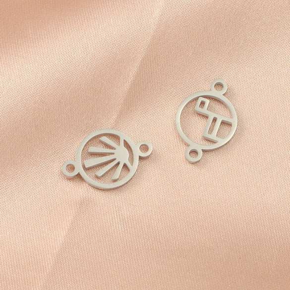 Stainless Steel Geometric Irregular Doublehole Hollow Pendant Diy Jewelry Accessories Fine Polishing
