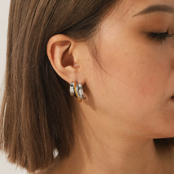 Stainless Steel Geometric Irregular Electroplated Women's Earrings