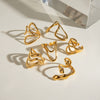 Stainless Steel Geometric Irregular Hollow Ring And Cross Electroplated Necklace For Women