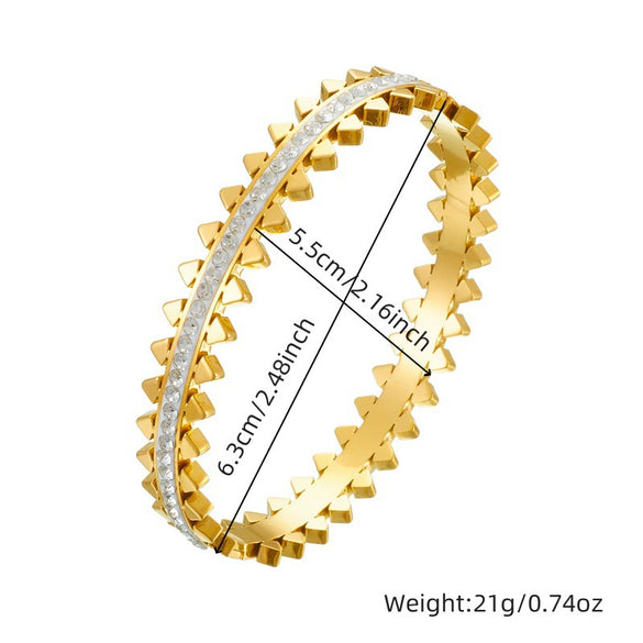 Stainless Steel Geometric Irregular Serrated Round Fashion Electroplated Diamond Bracelet