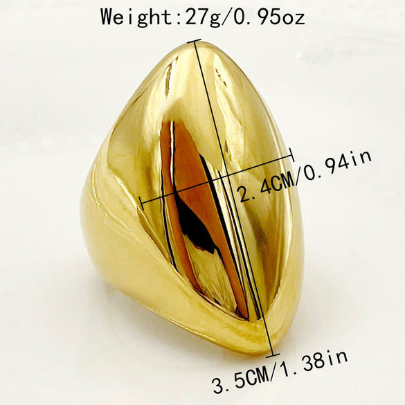 Stainless Steel Geometric Irregular Smooth Cut Wide Ring Bracelet With Electroplating