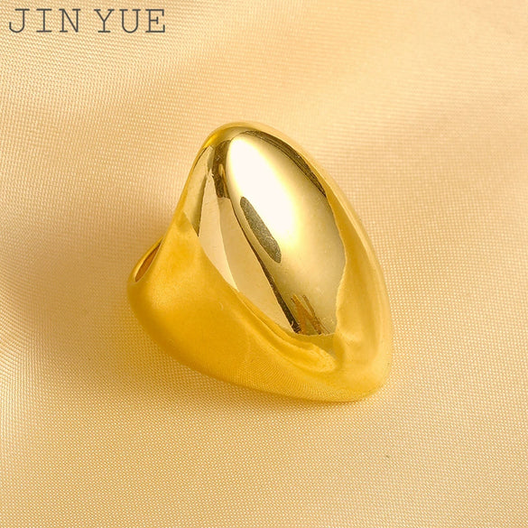 Stainless Steel Geometric Irregular Smooth Cut Wide Ring Bracelet With Electroplating