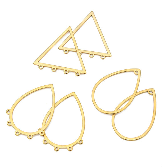 Stainless Steel Geometric Jewelry Connector Tassel Earrings Accessories With Electroplating And Smooth Pattern