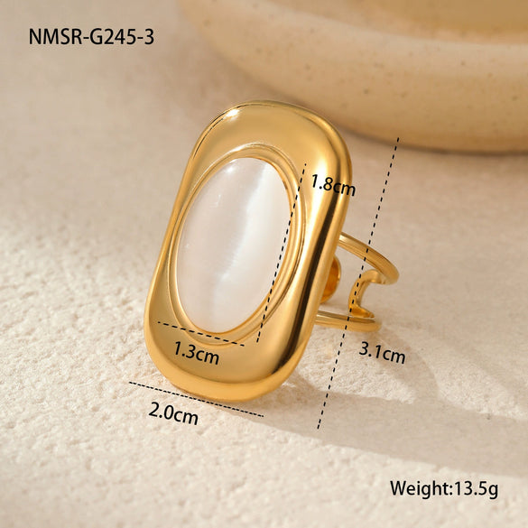 Stainless Steel Geometric Jewelry Electroplated Retro Light Luxury Women's Earrings Ring