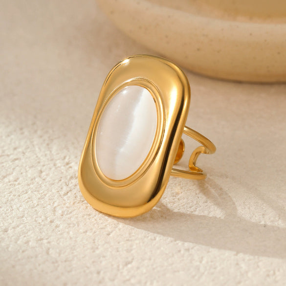 Stainless Steel Geometric Jewelry Electroplated Retro Light Luxury Women's Earrings Ring