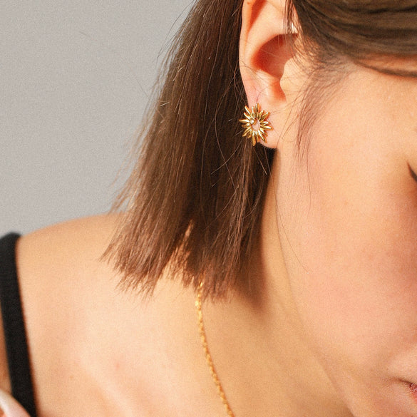 Stainless Steel Geometric Jewelry Set With Electroplating Necklace Earrings Bracelet For Women