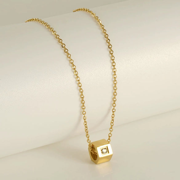 316L Stainless Steel Geometric Joker Hexagonal 3D Pendant Necklace Electroplating Unisex