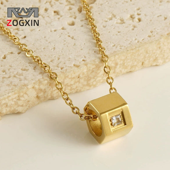 316L Stainless Steel Geometric Joker Hexagonal 3D Pendant Necklace Electroplating Unisex
