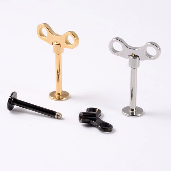 Stainless Steel Geometric Key Switch Lip Nail Wine Cup Ear Nail Ear Ring With Electroplating Treatment