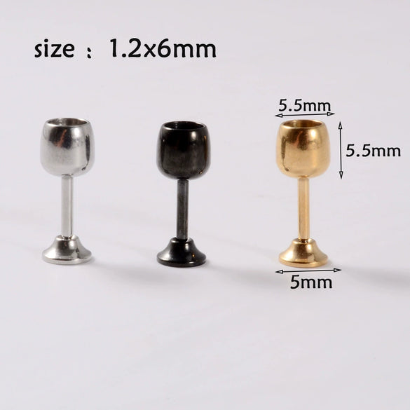 Stainless Steel Geometric Key Switch Lip Nail Wine Cup Ear Nail Ear Ring With Electroplating Treatment