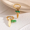 Stainless Steel Geometric Leaves Feather Ear Buckle Earrings For Women With Electroplating