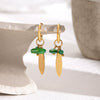 Stainless Steel Geometric Leaves Feather Ear Buckle Earrings For Women With Electroplating