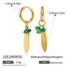 Stainless Steel Geometric Leaves Feather Ear Buckle Earrings For Women With Electroplating