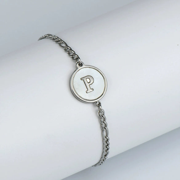 316L Stainless Steel Geometric Letter Bracelet For Women