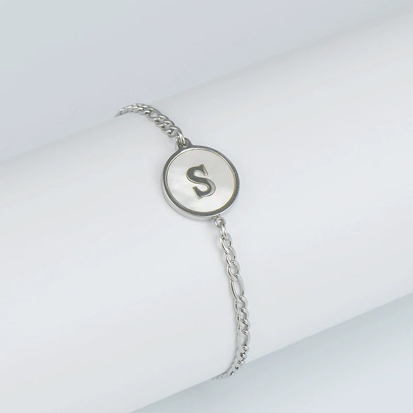 316L Stainless Steel Geometric Letter Bracelet For Women