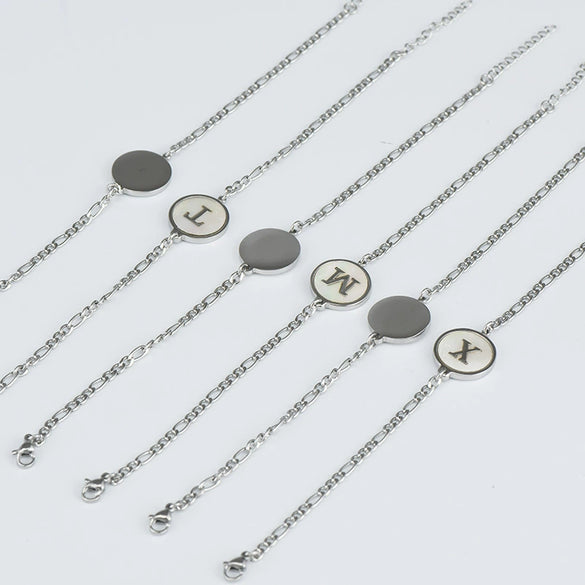 316L Stainless Steel Geometric Letter Bracelet For Women