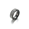 Stainless Steel Geometric Letter Pattern Ring Electroplated Double Row Rhinestone Style Unisex Band Jewelry