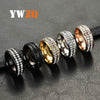 Stainless Steel Geometric Letter Pattern Ring Electroplated Double Row Rhinestone Style Unisex Band Jewelry
