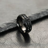 Stainless Steel Geometric Letter Pattern Ring Electroplated Double Row Rhinestone Style Unisex Band Jewelry